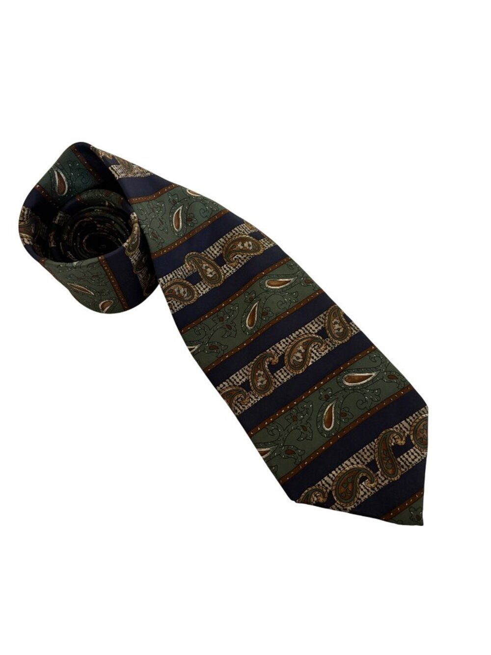 Irvine Park Silk Tie Blue Green Paisley Stripe Mens Necktie Office Work Dad Gift